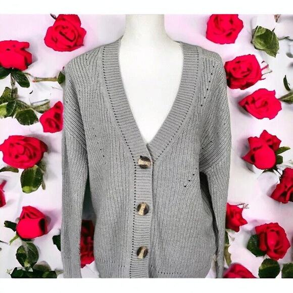 Cloth By Design Women’s XS Gray Button Front Knit Cardigan Sweater NWOT - Picture 8 of 13